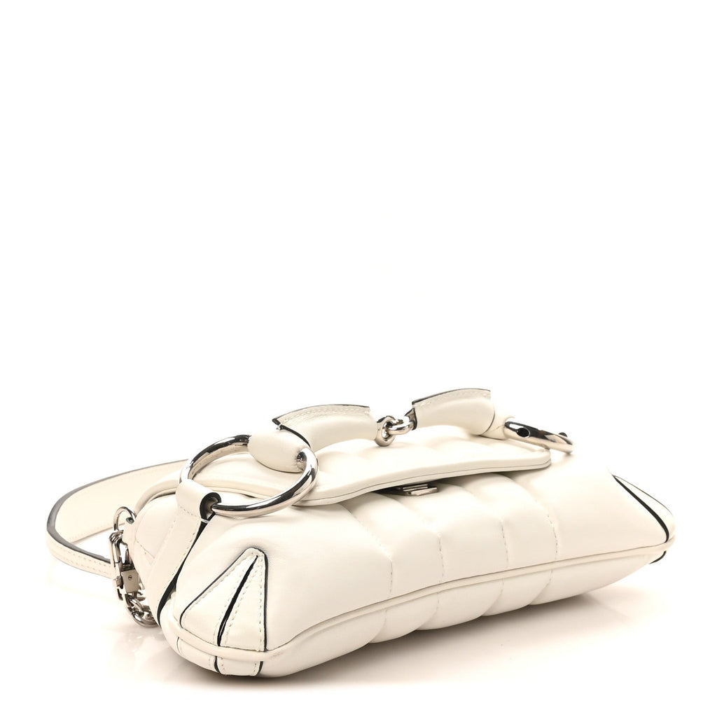 Nappa Vertical Matelasse Small Maxi Horsebit Chain Shoulder Bag Great White