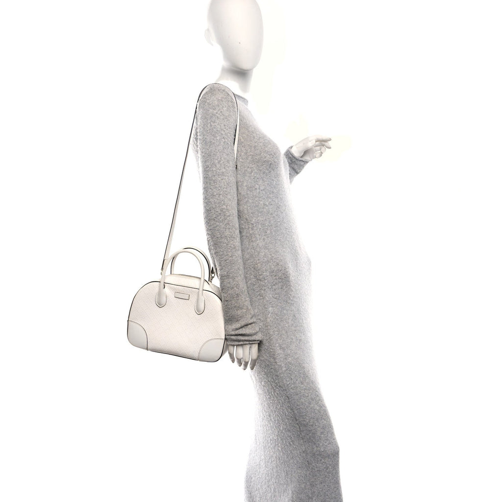 Calfskin Diamante Small Top Handle Bag White