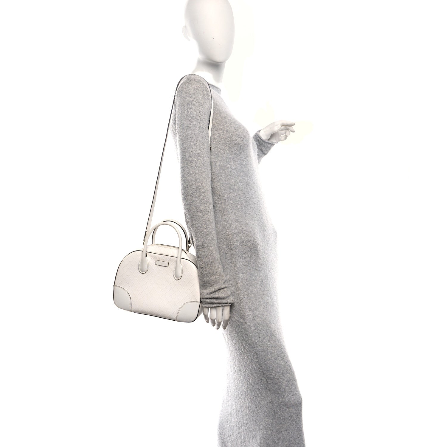 Calfskin Diamante Small Top Handle Bag White