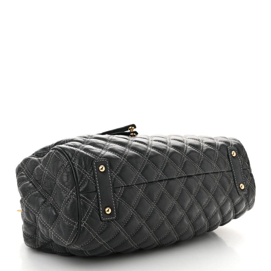 Calfskin Quilted Stam Dark Grey
