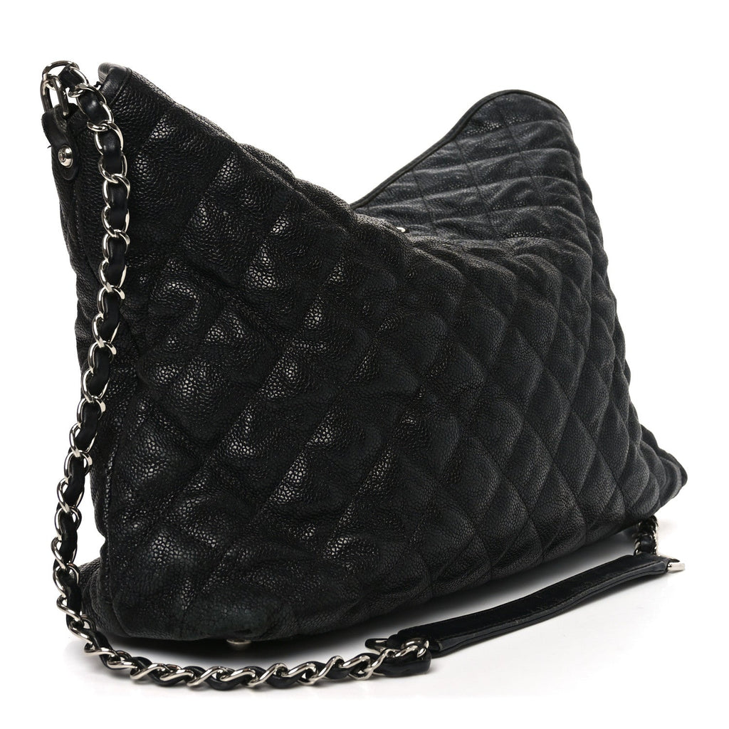 Caviar Quilted French Riviera Hobo Black