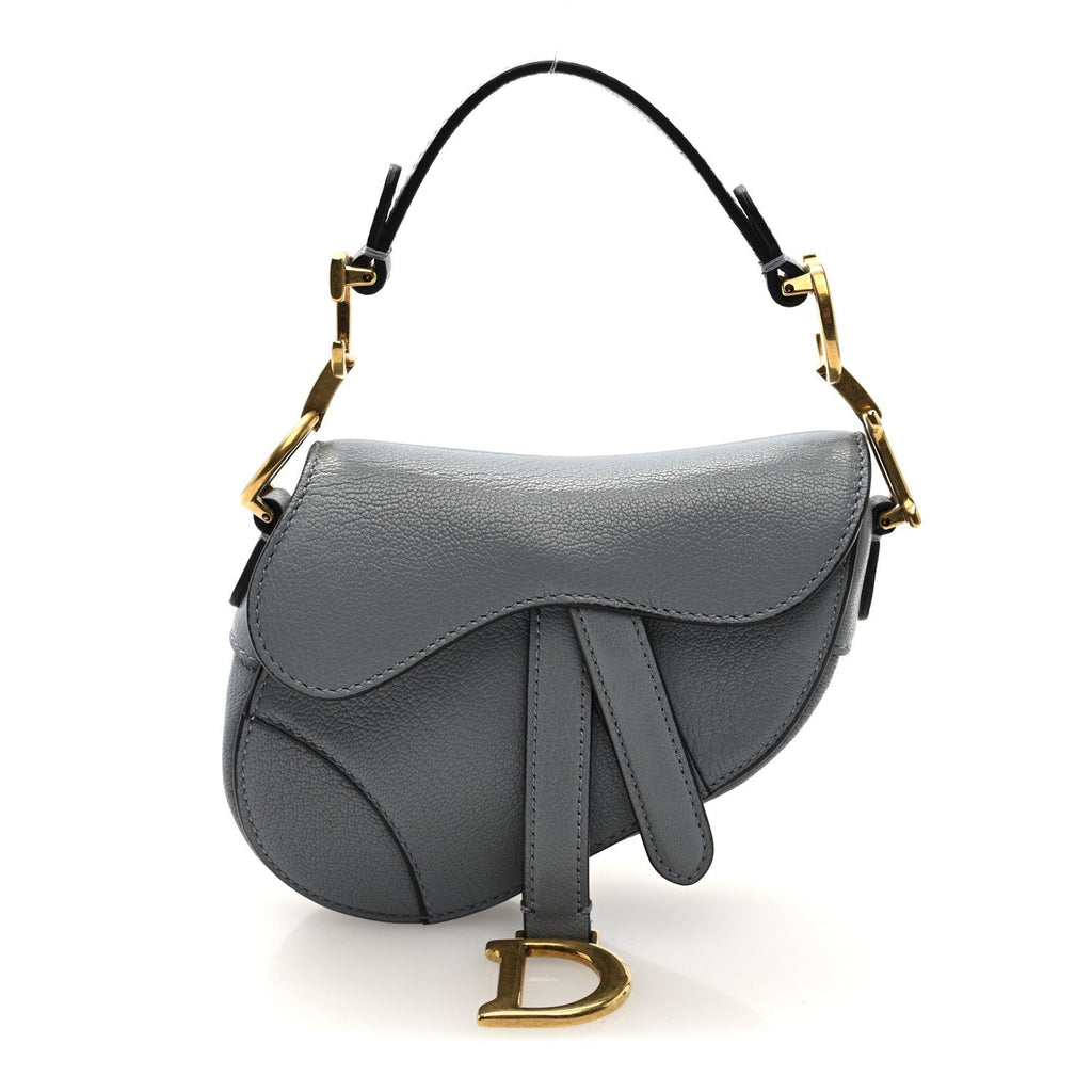 Grained Calfskin Mini Saddle Bag Sky Blue