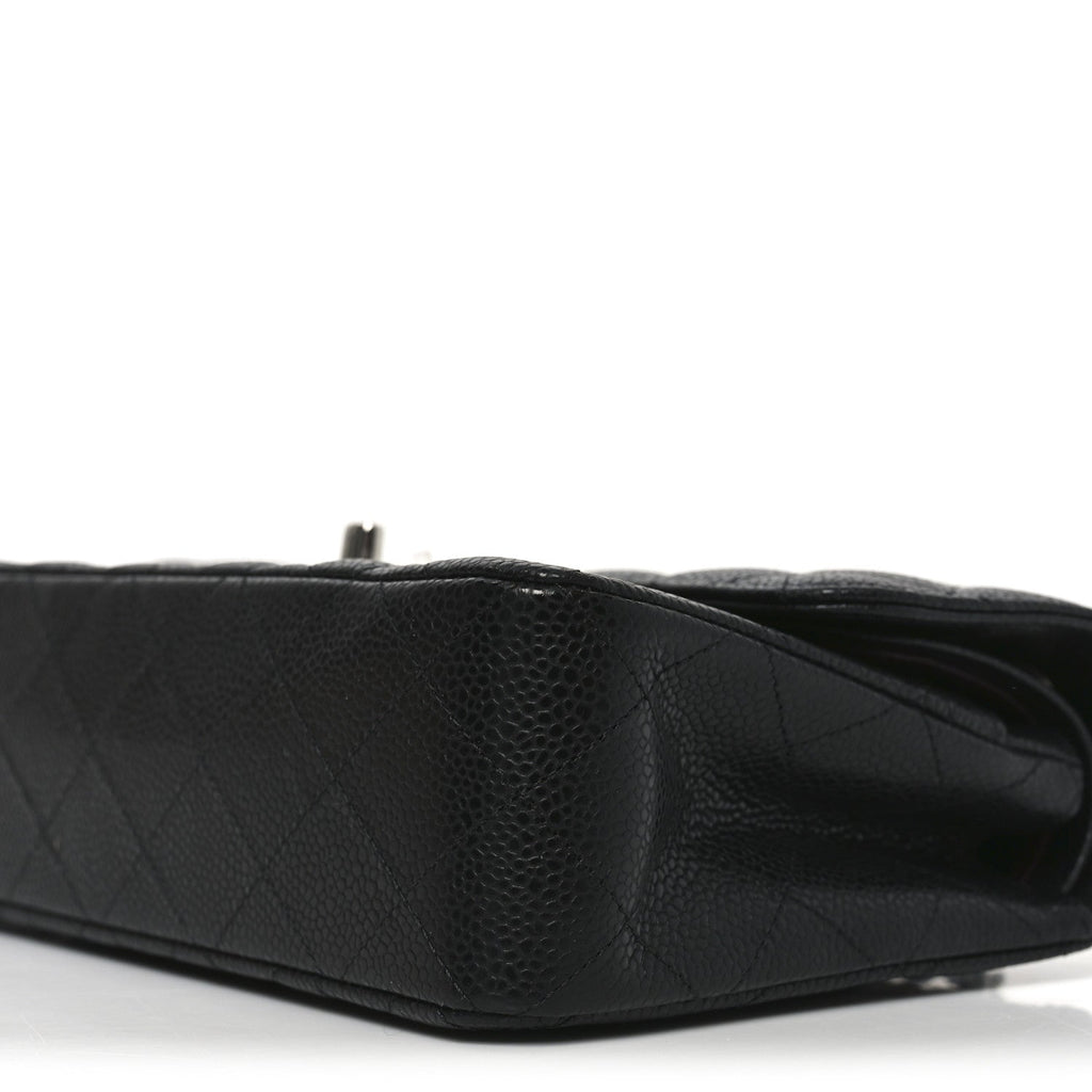 Caviar Quilted Small Double Flap Black