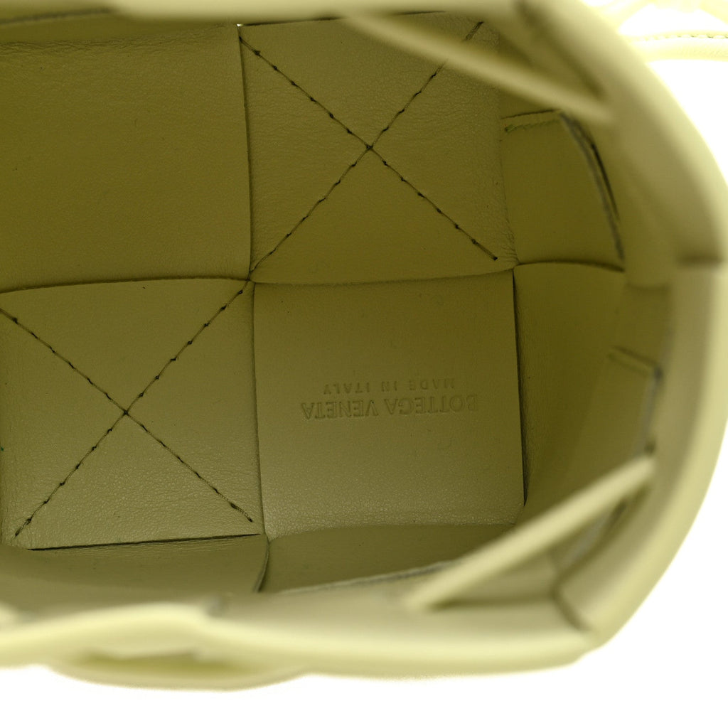 Nappa Maxi Intrecciato Mini Cassette Bucket Bag Lemon Washed
