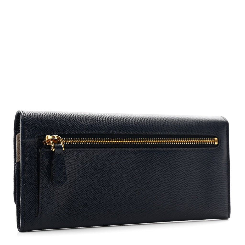 Saffiano Metal Continental Flap Wallet Baltico Argento