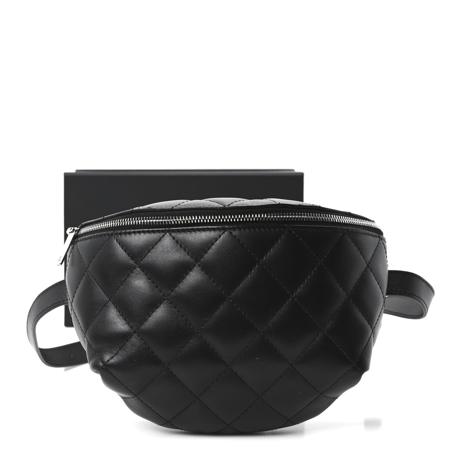 Calfskin Quilted Uniform Waist Belt Bag Black