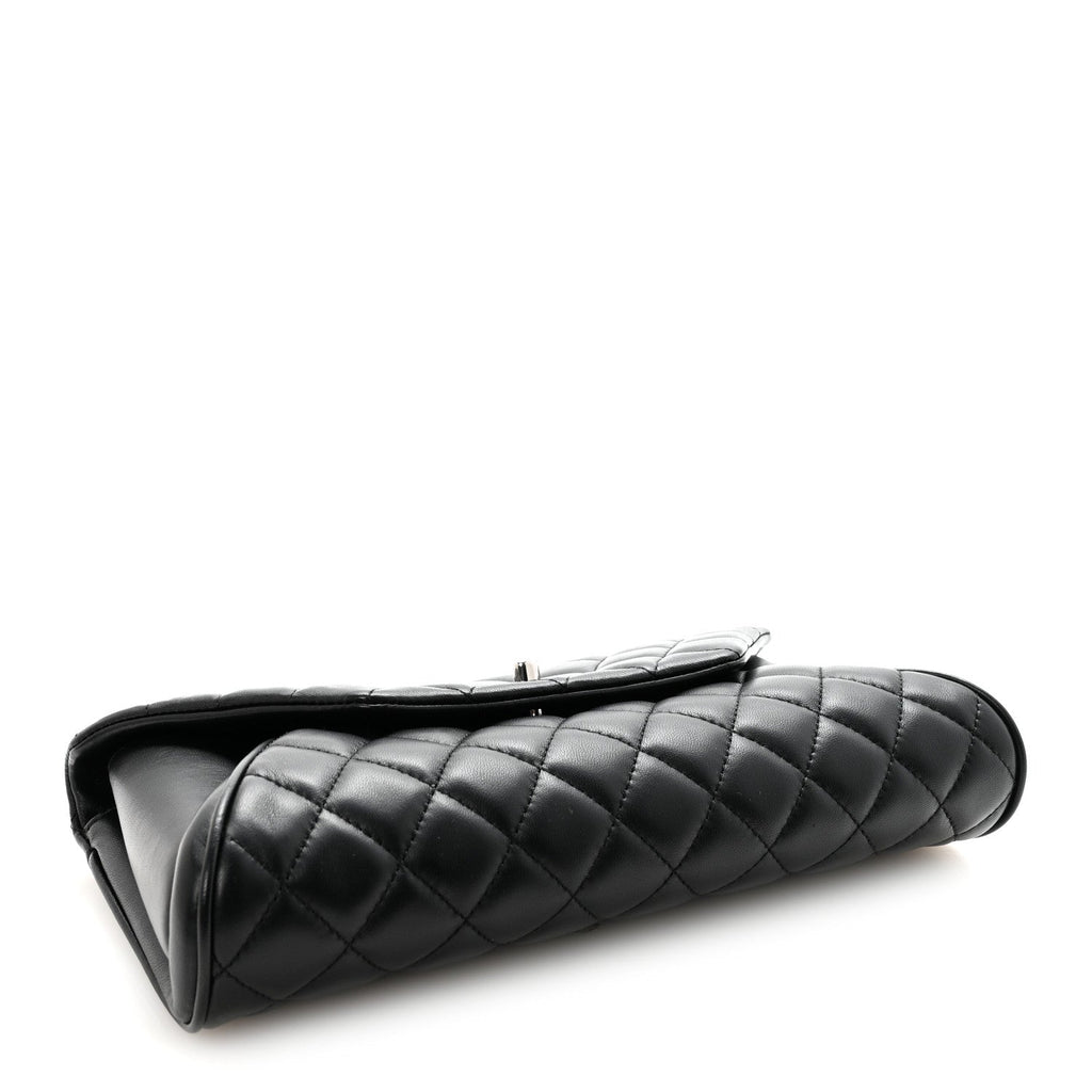 Lambskin Quilted Fold Up Again Clutch Black