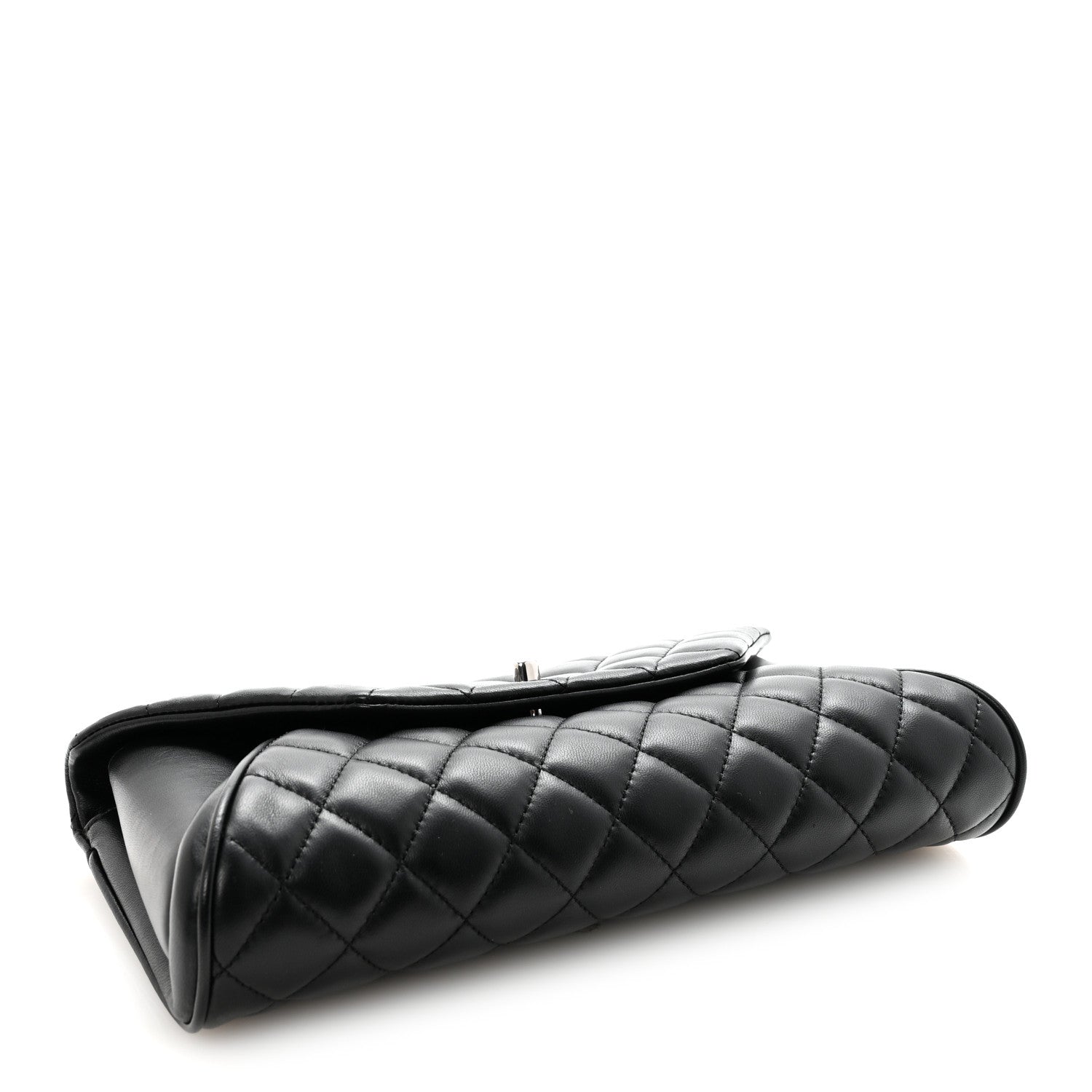 Lambskin Quilted Fold Up Again Clutch Black