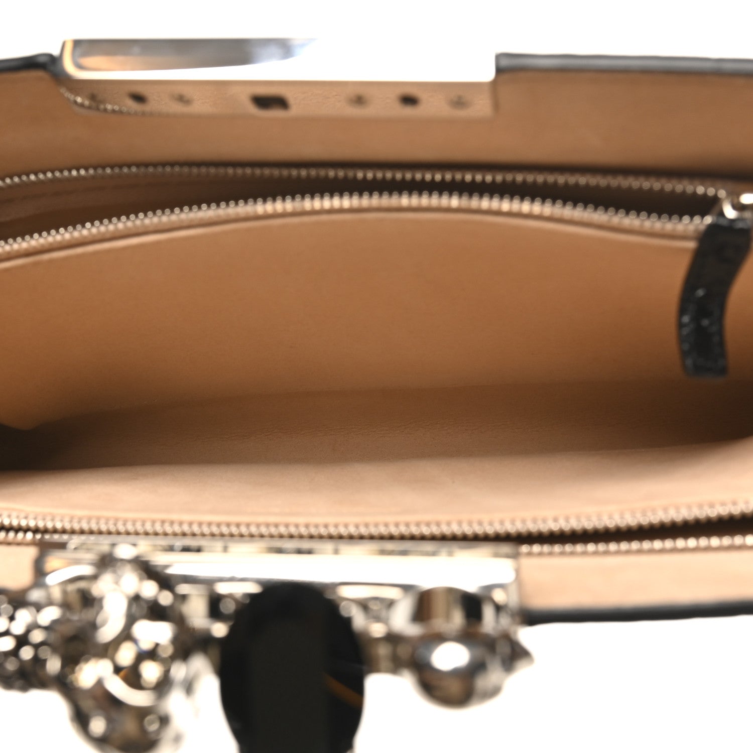 Calfskin Crocodile Embossed Knuckle Flat Clutch Black