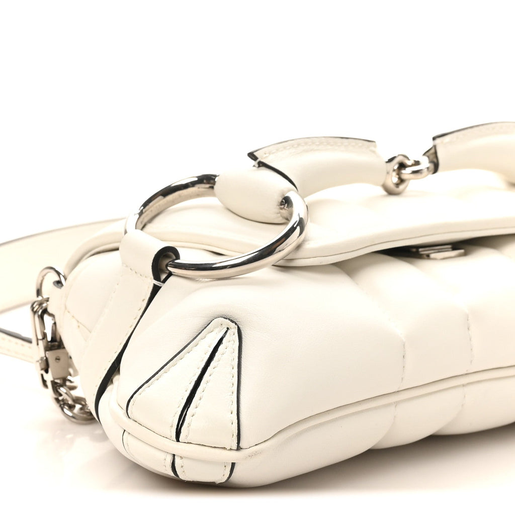 Nappa Vertical Matelasse Small Maxi Horsebit Chain Shoulder Bag Great White
