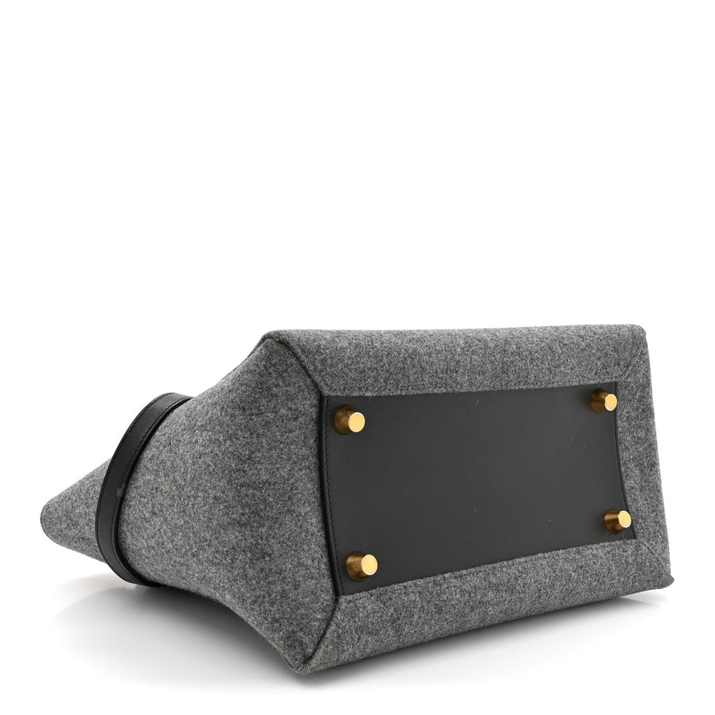 Felt Smooth Calfskin Mini Belt Bag Grey Black