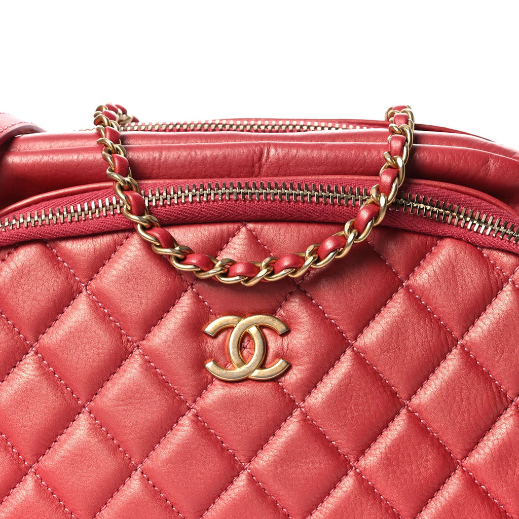 Calfskin Quilted Day Trips Camera Case Pink
