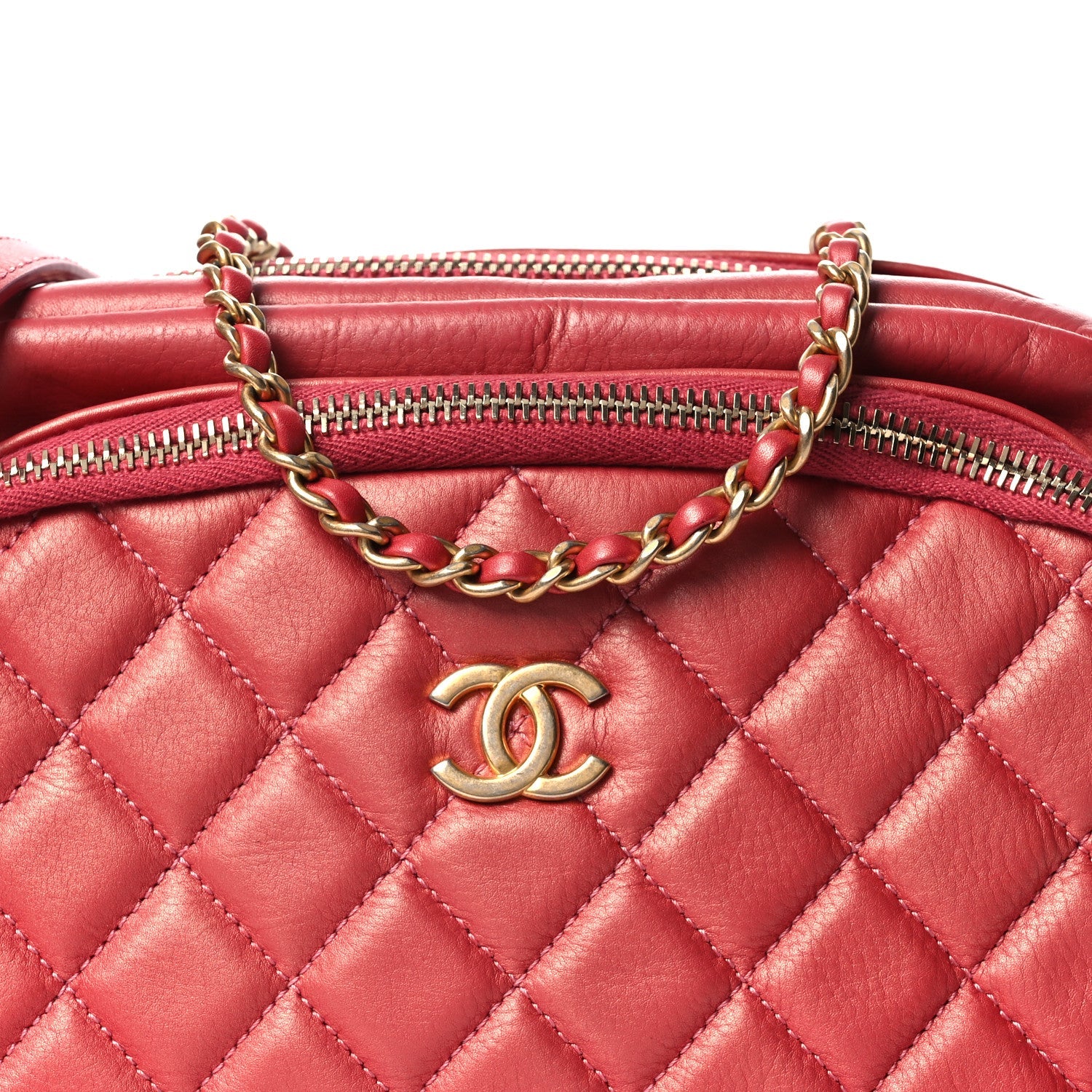 Calfskin Quilted Day Trips Camera Case Pink