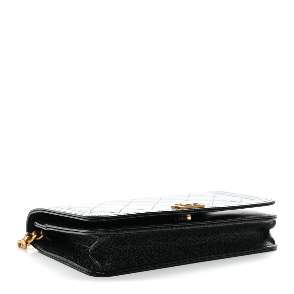Caviar Quilted Boy Wallet On Chain WOC Black