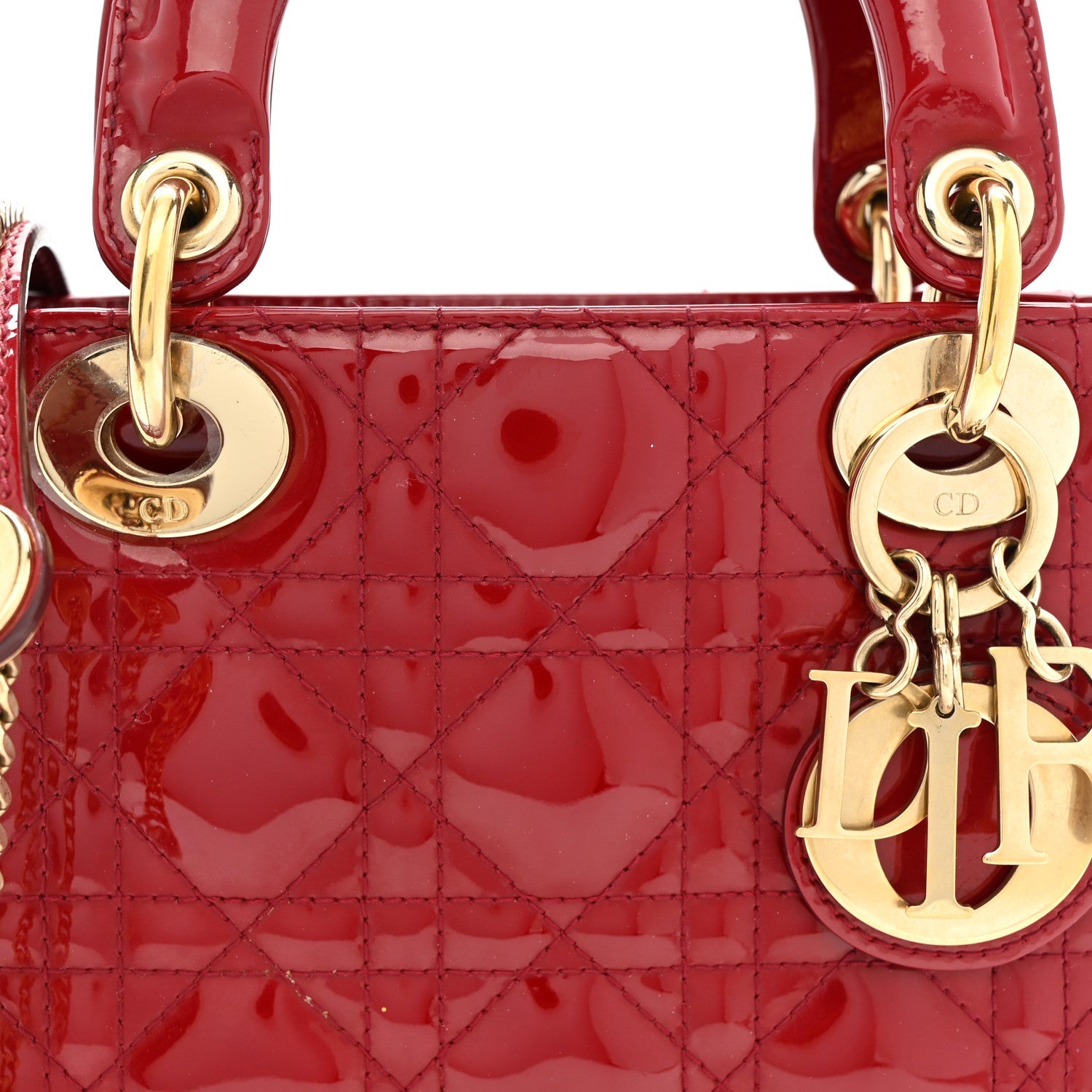Patent Cannage Mini Lady Dior Red