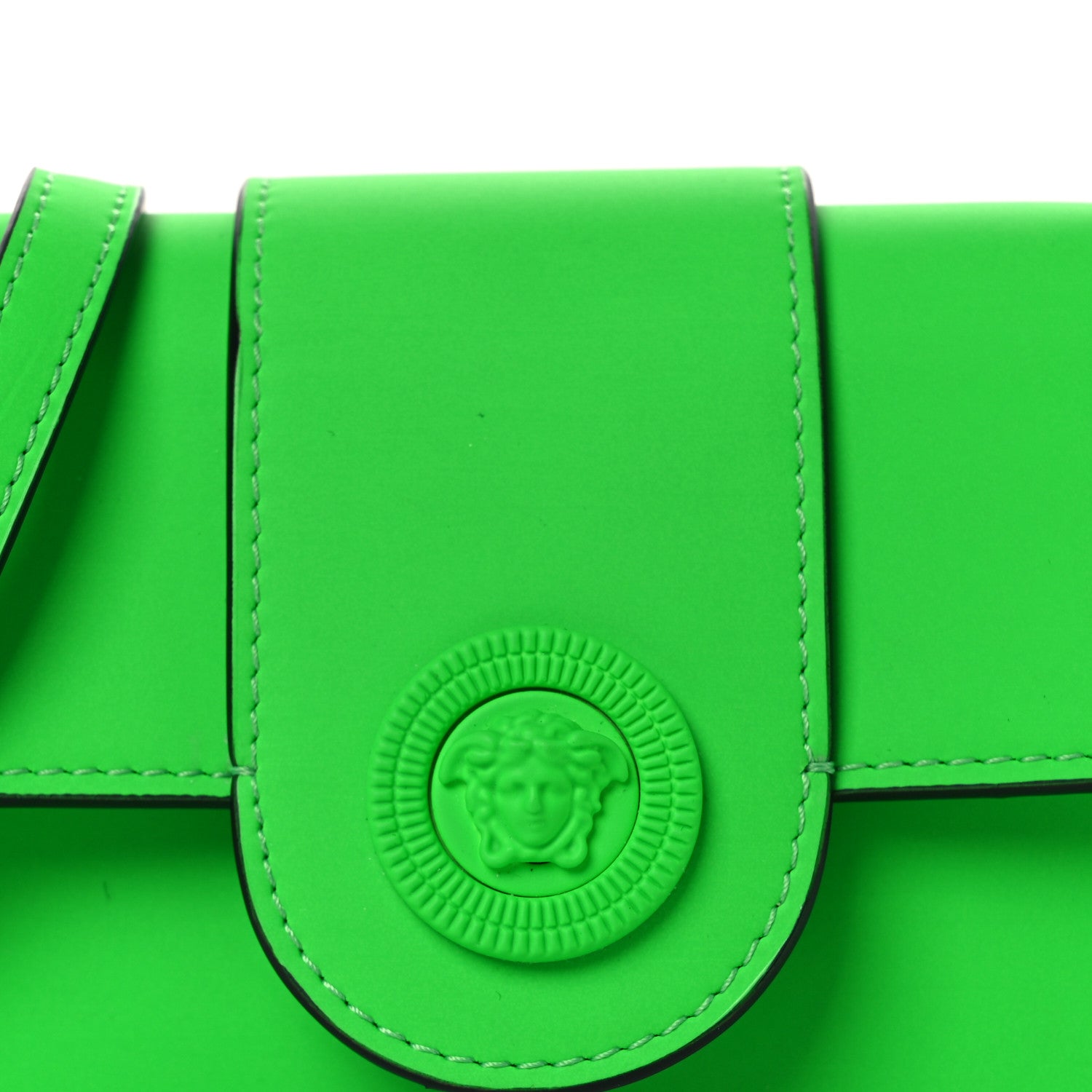 Calfskin Rubber Medusa Shoulder Bag Lime