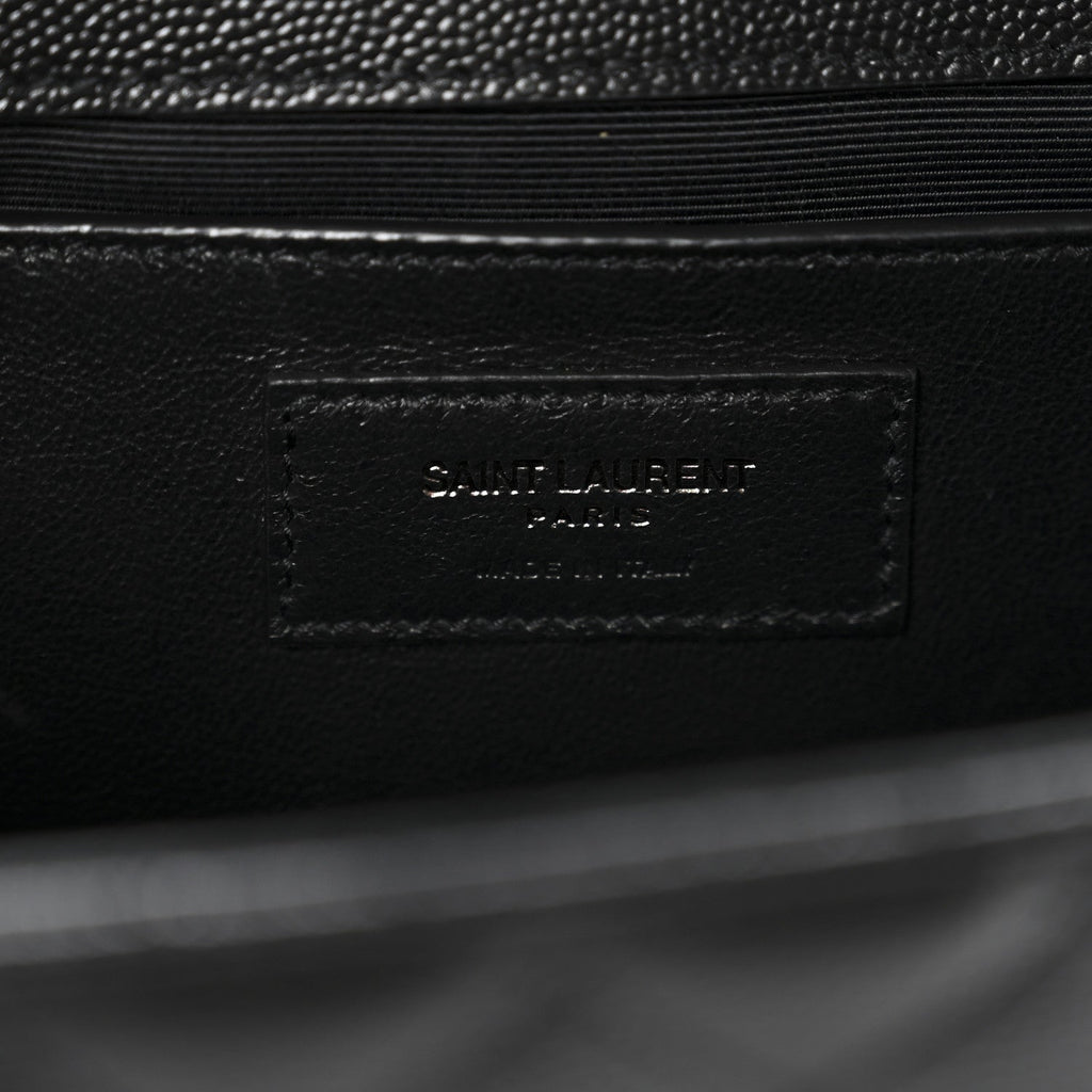 Grain De Poudre Textured Mixed Matelasse Triquilt Medium Monogram Monochrome Satchel Black
