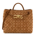 Suede Intrecciato Small Andiamo Shoulder Bag Amber