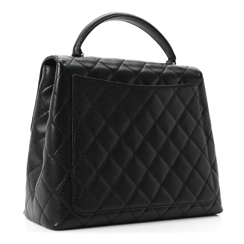 Caviar Quilted Jumbo Kelly Flap Black