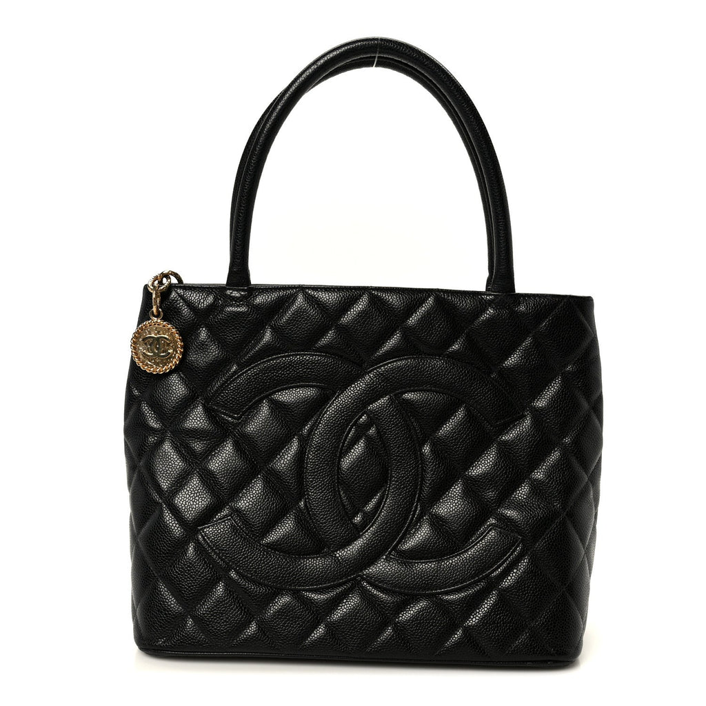 Caviar Quilted Medallion Tote Black