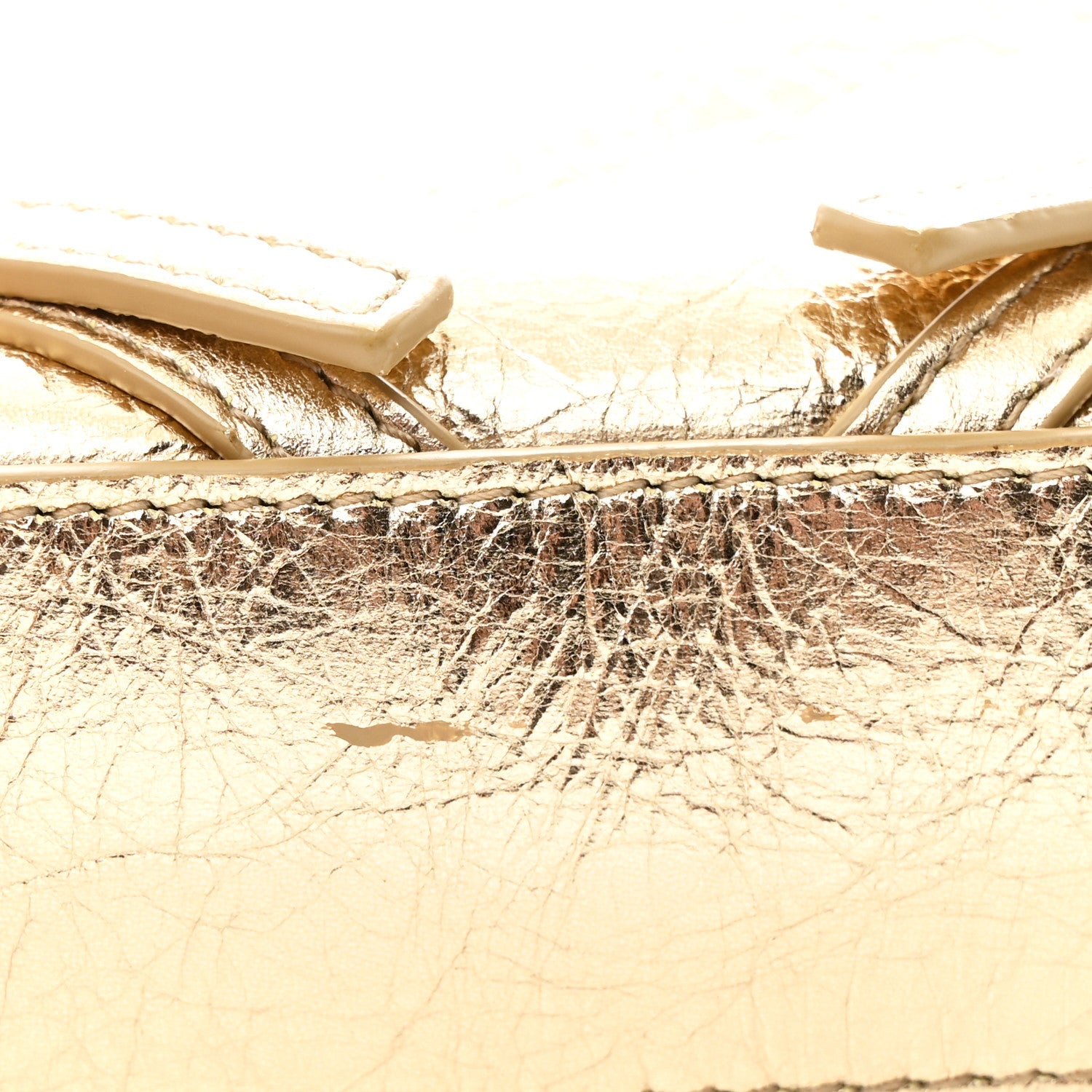 Metallic Tumbled Calfskin Nano Voyou Bag Golden Sand