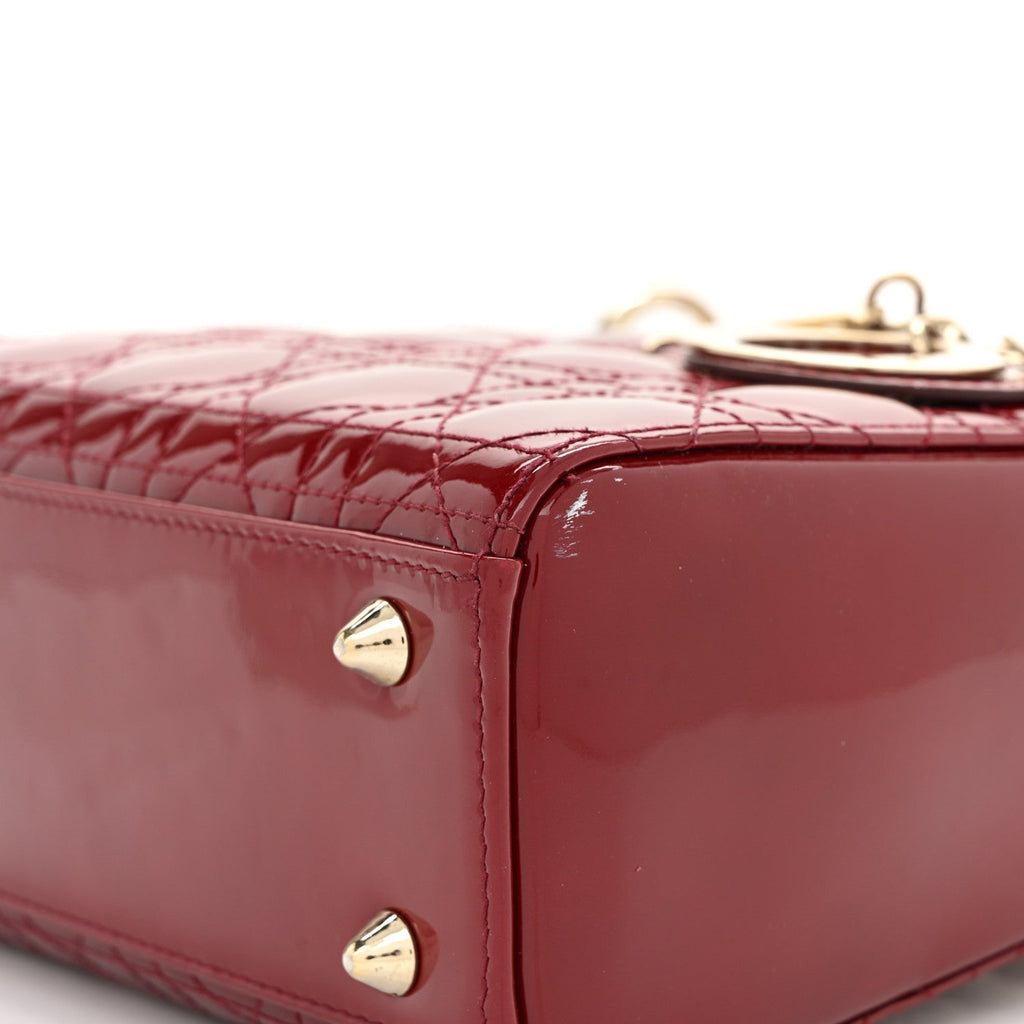 Patent Cannage Small Lady Dior Cherry Red