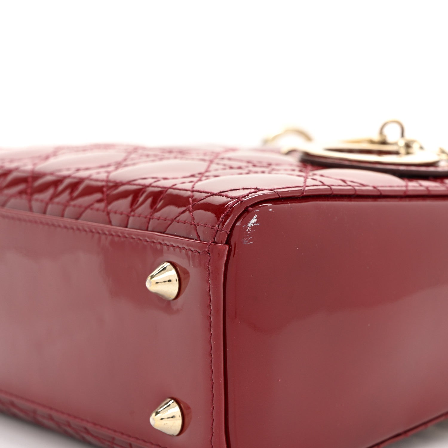 Patent Cannage Small Lady Dior Cherry Red
