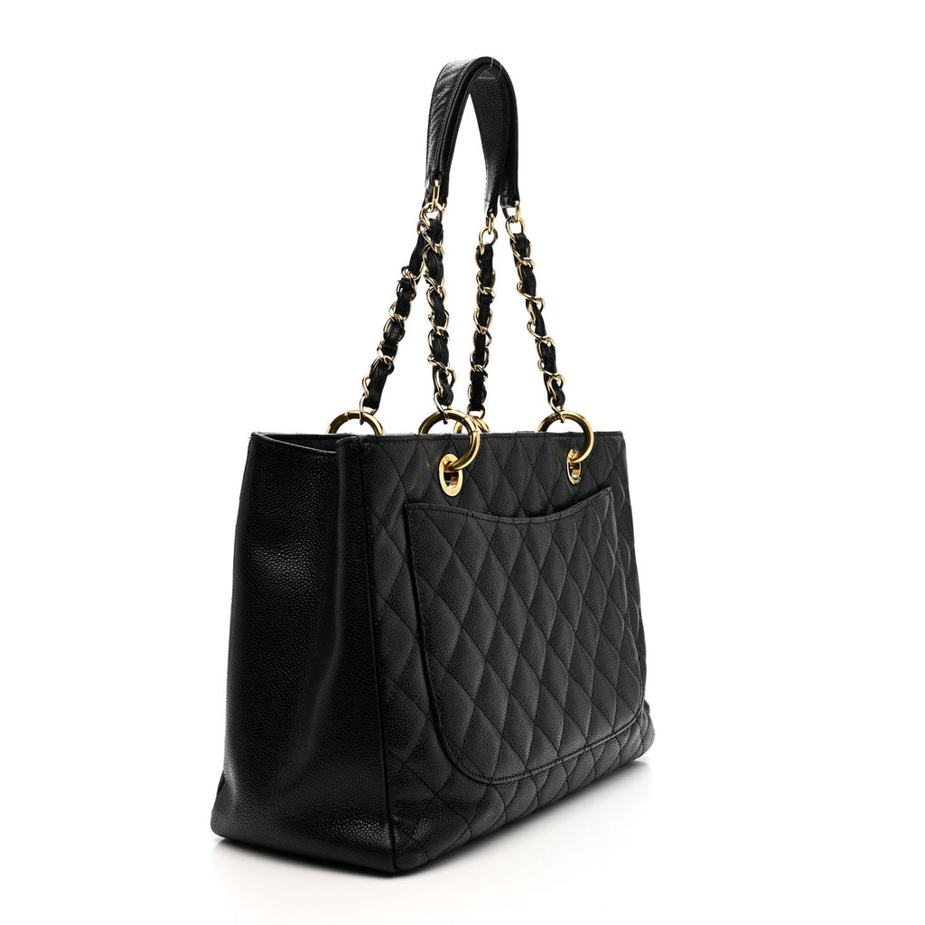 Caviar Quilted Grand Shopping Tote GST Black