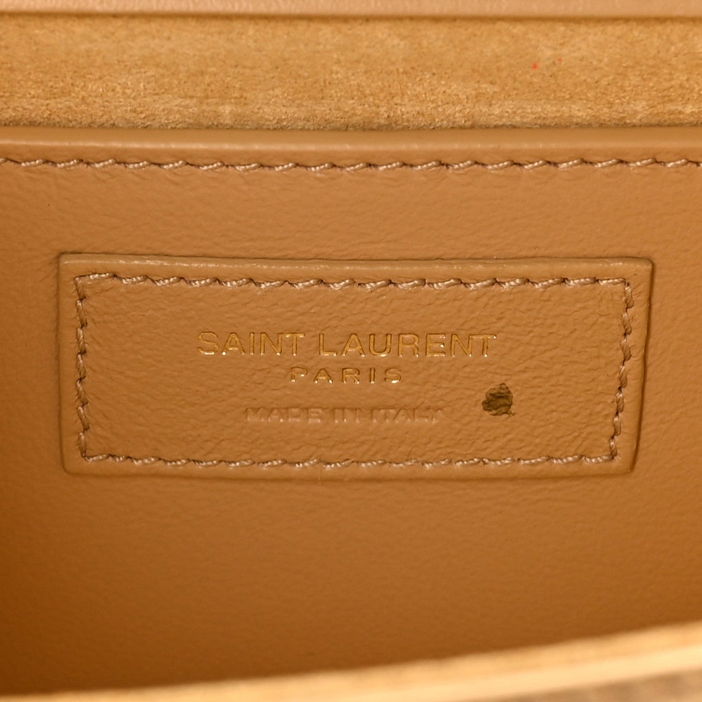 Metallic Calfskin Small Classic Monogram Kate Tassel Satchel Gold