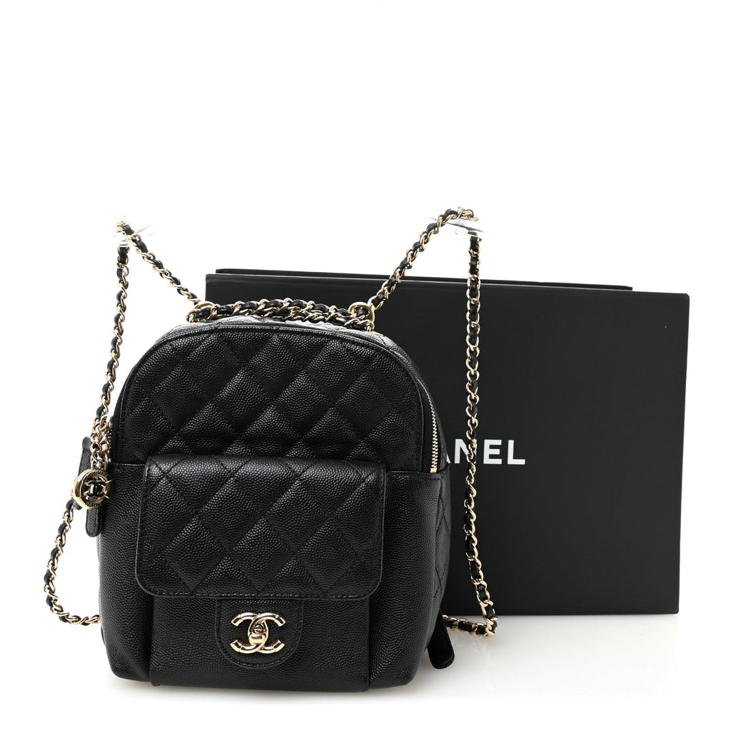 Caviar Quilted Small CC Day Backpack Black