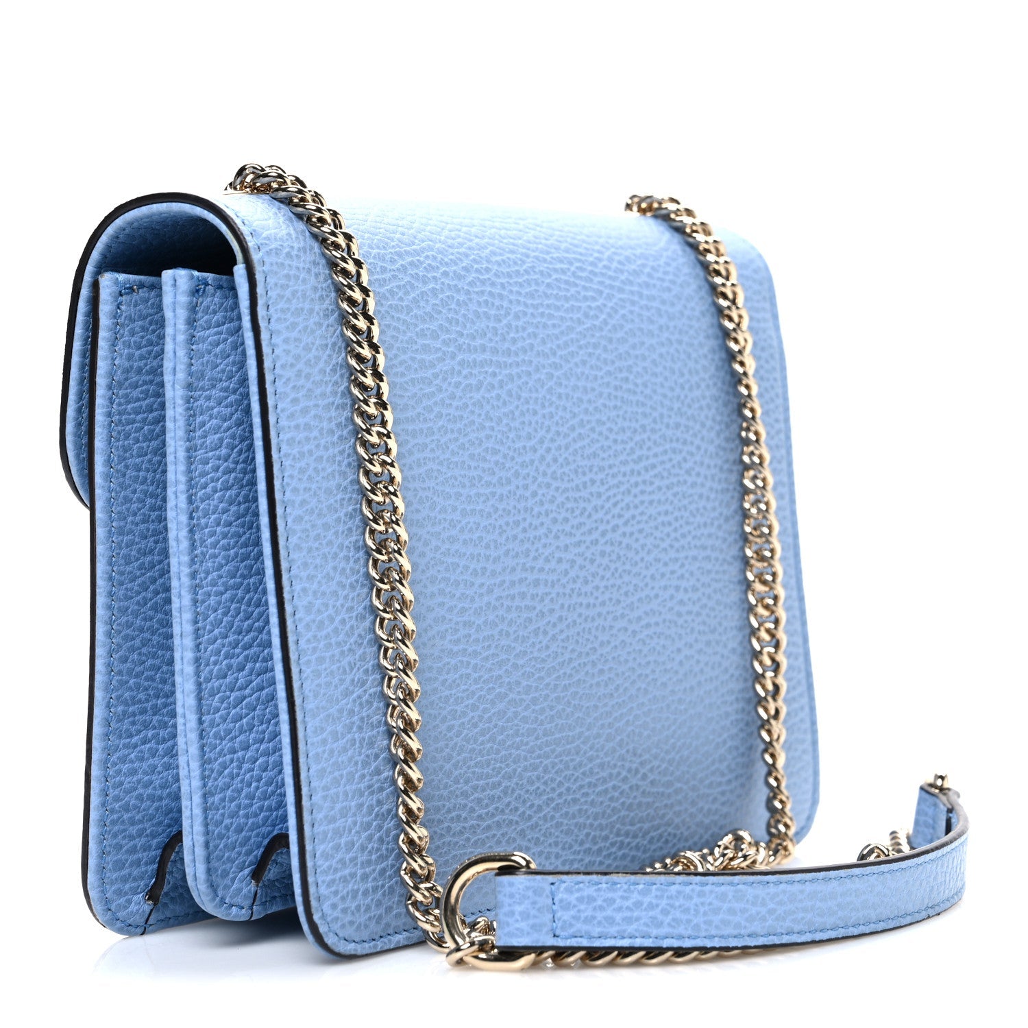 Dollar Calfskin Small Interlocking G Shoulder Bag Mineral Blue