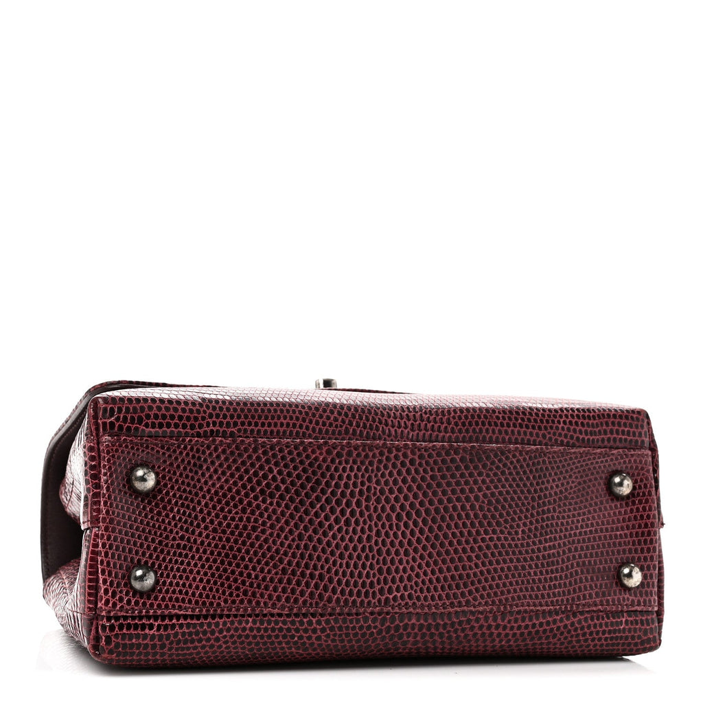 Lizard Mini Coco Handle Flap Burgundy