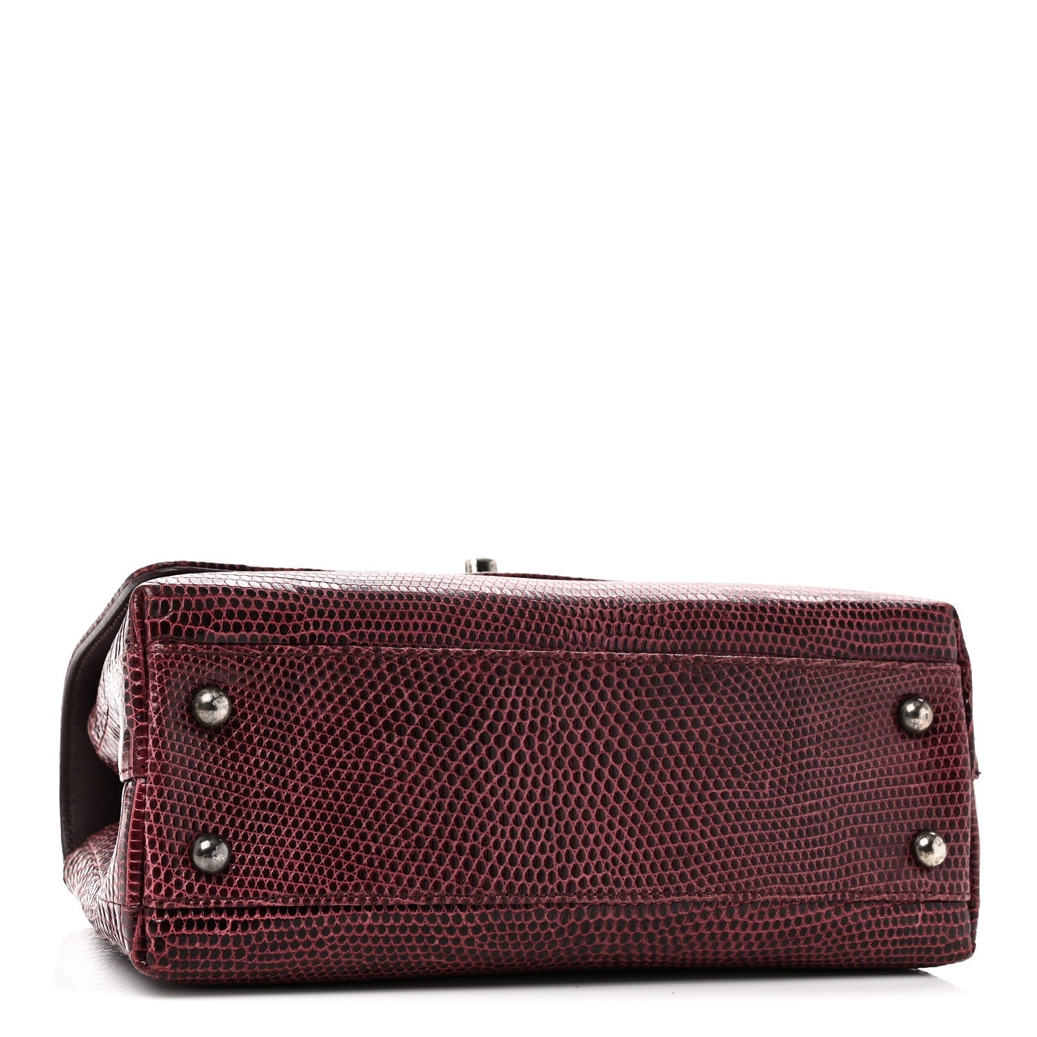 Lizard Mini Coco Handle Flap Burgundy