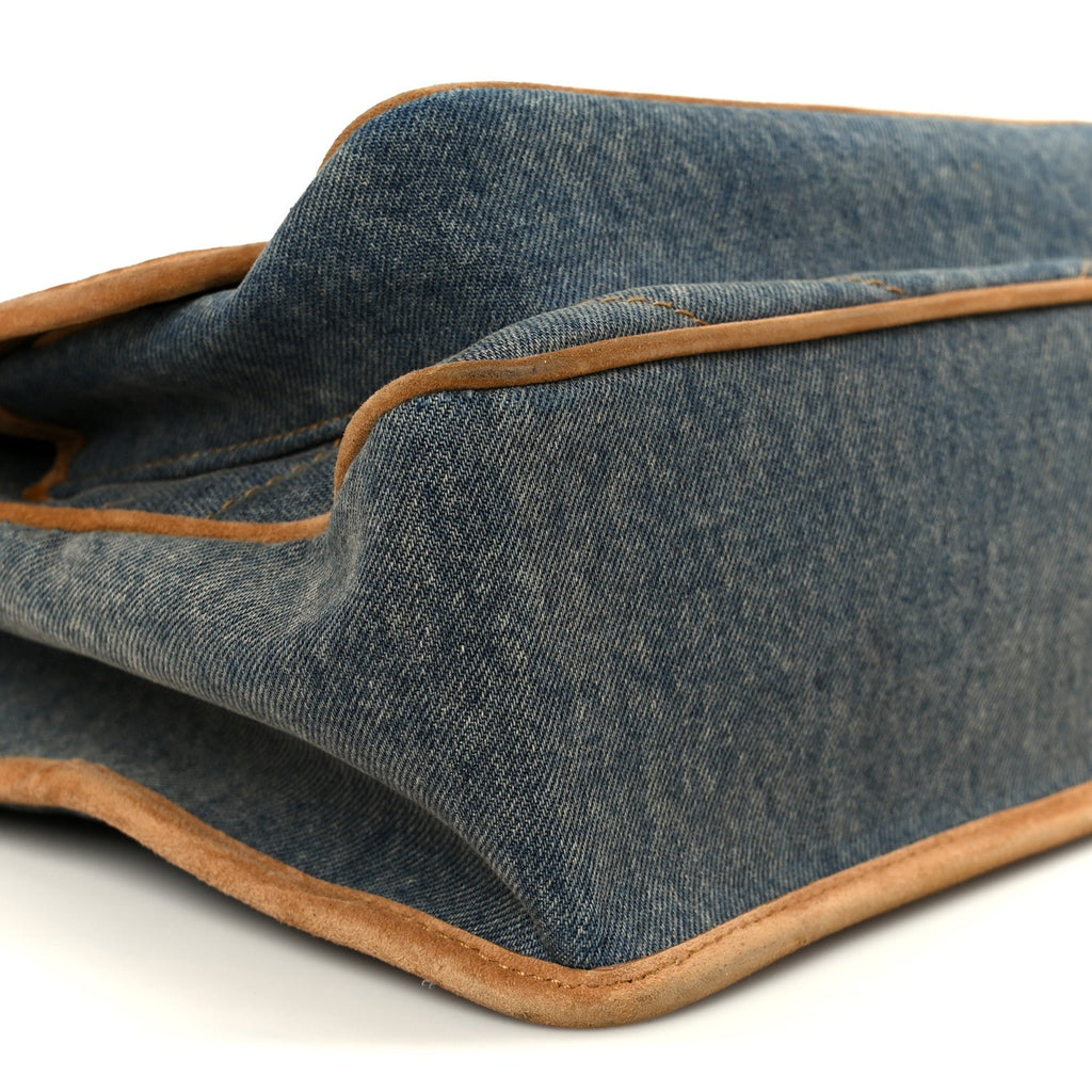 Denim Suede Monogram Medium Niki Chain Satchel Blue Cinnamon