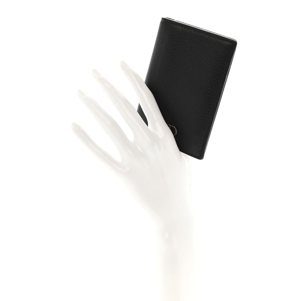Grained Calfskin Icon Vertical Bifold  Holder Black