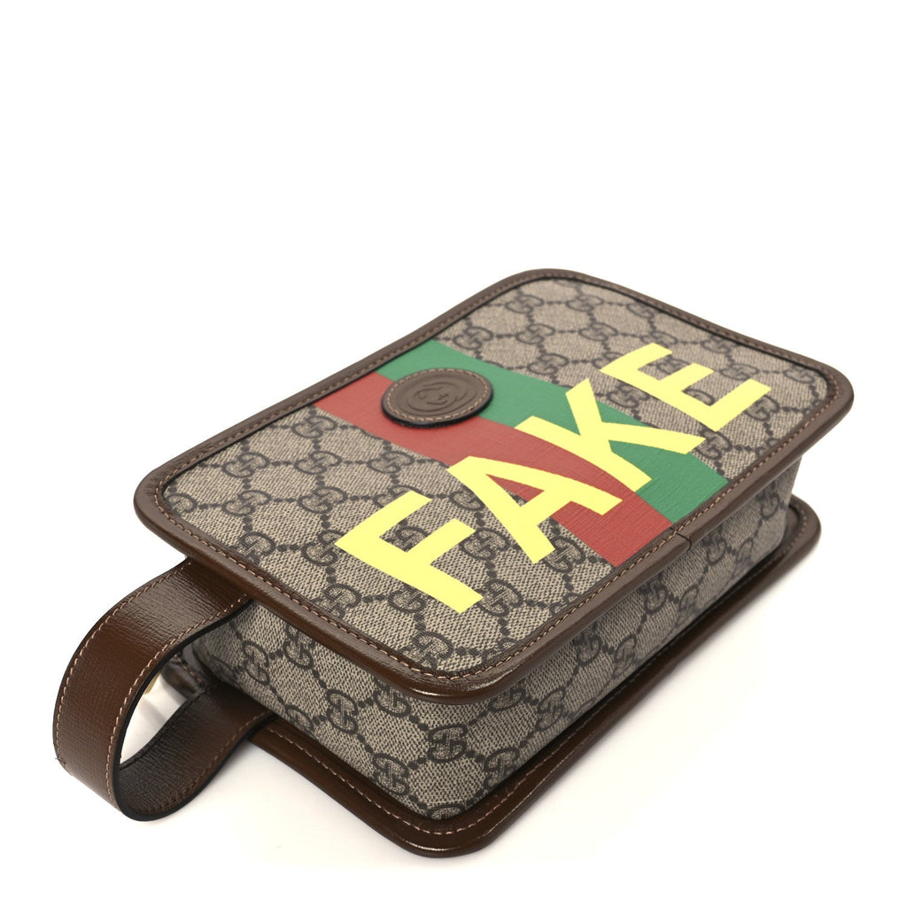 GG Supreme Monogram Azalea Calfskin Fake/Not Retro Interlocking G Cosmetic Case Beige Ebony Brown Sugar