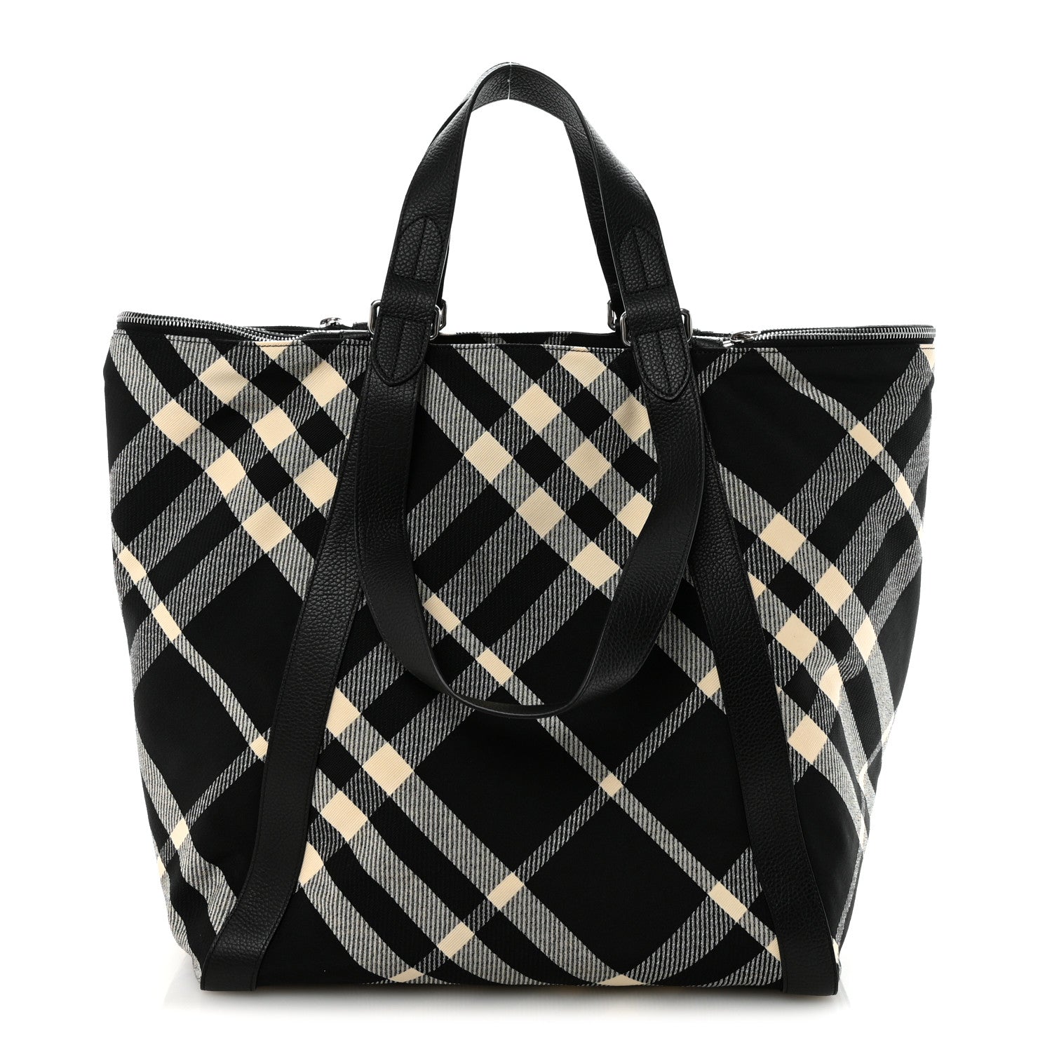 Jacquard Check Festival Tote Black White