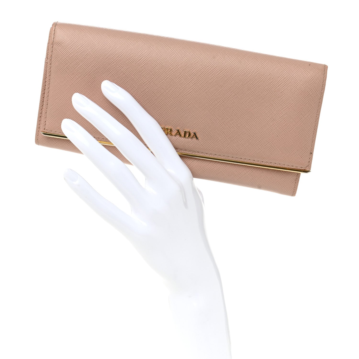 Saffiano Metal Bar Continental Flap Wallet Orchidea
