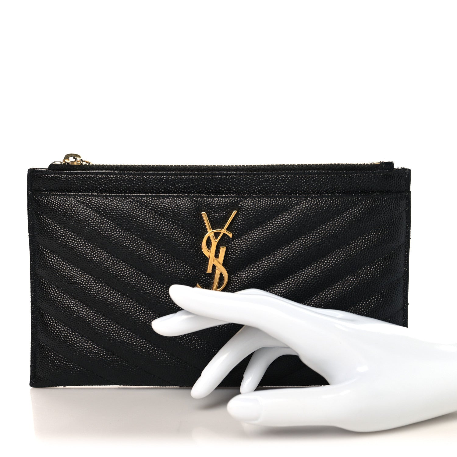 Grain De Poudre Chevron Monogram Bill Pouch Black