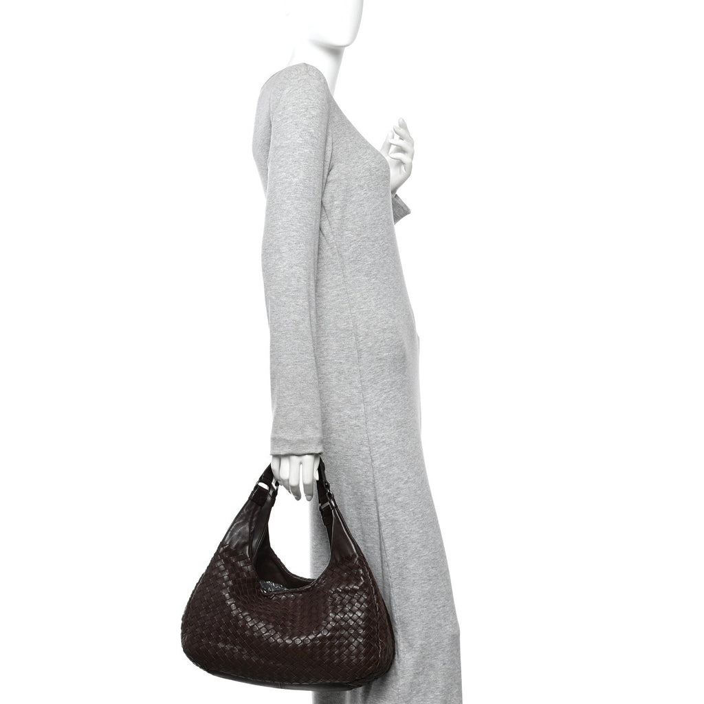 Nappa Intrecciato Medium Campana Hobo Ebano