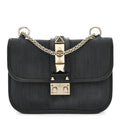 Denim Small Glam Lock Rockstud Flap Deep Denim