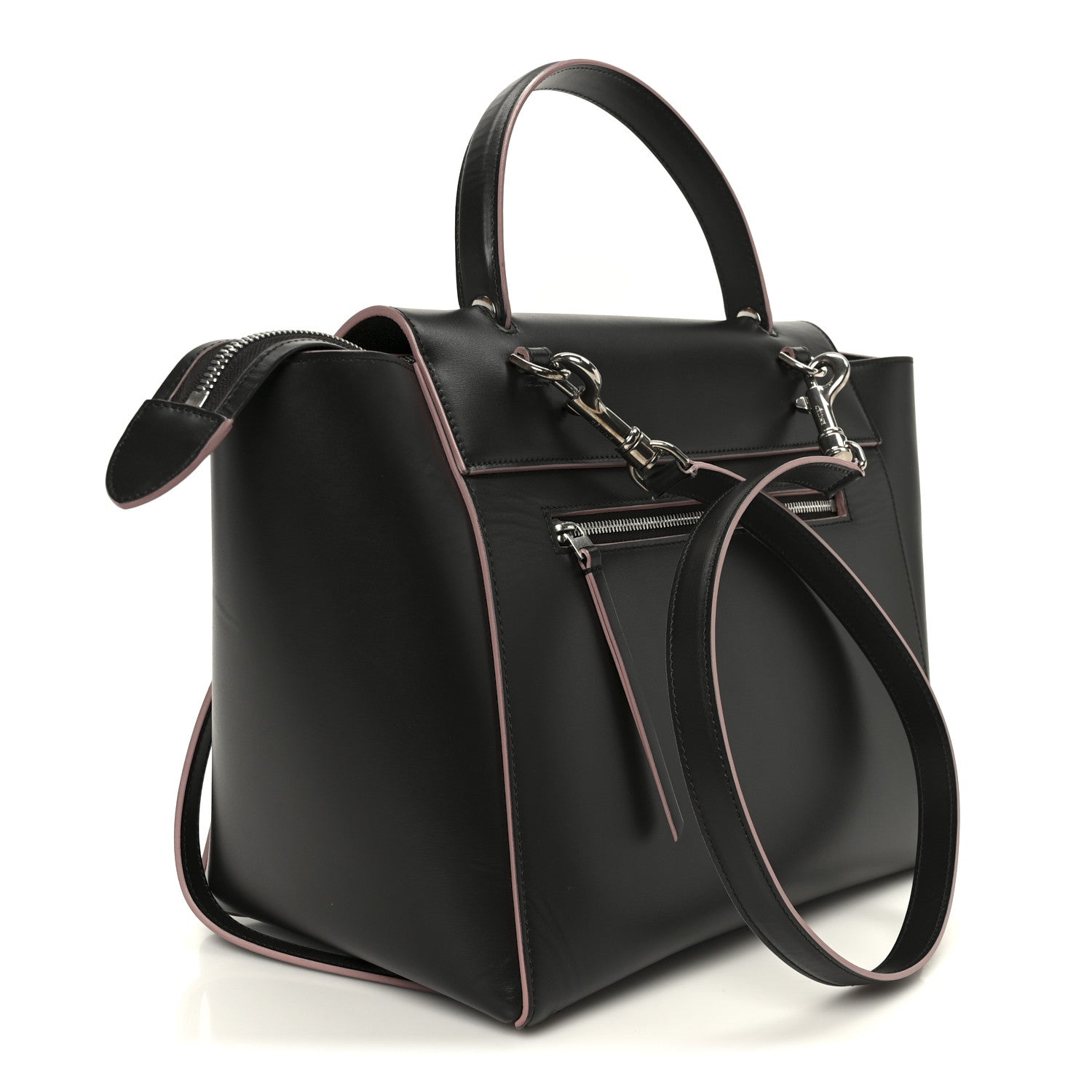 Smooth Calfskin Mini Belt Bag Dark Grey Pink