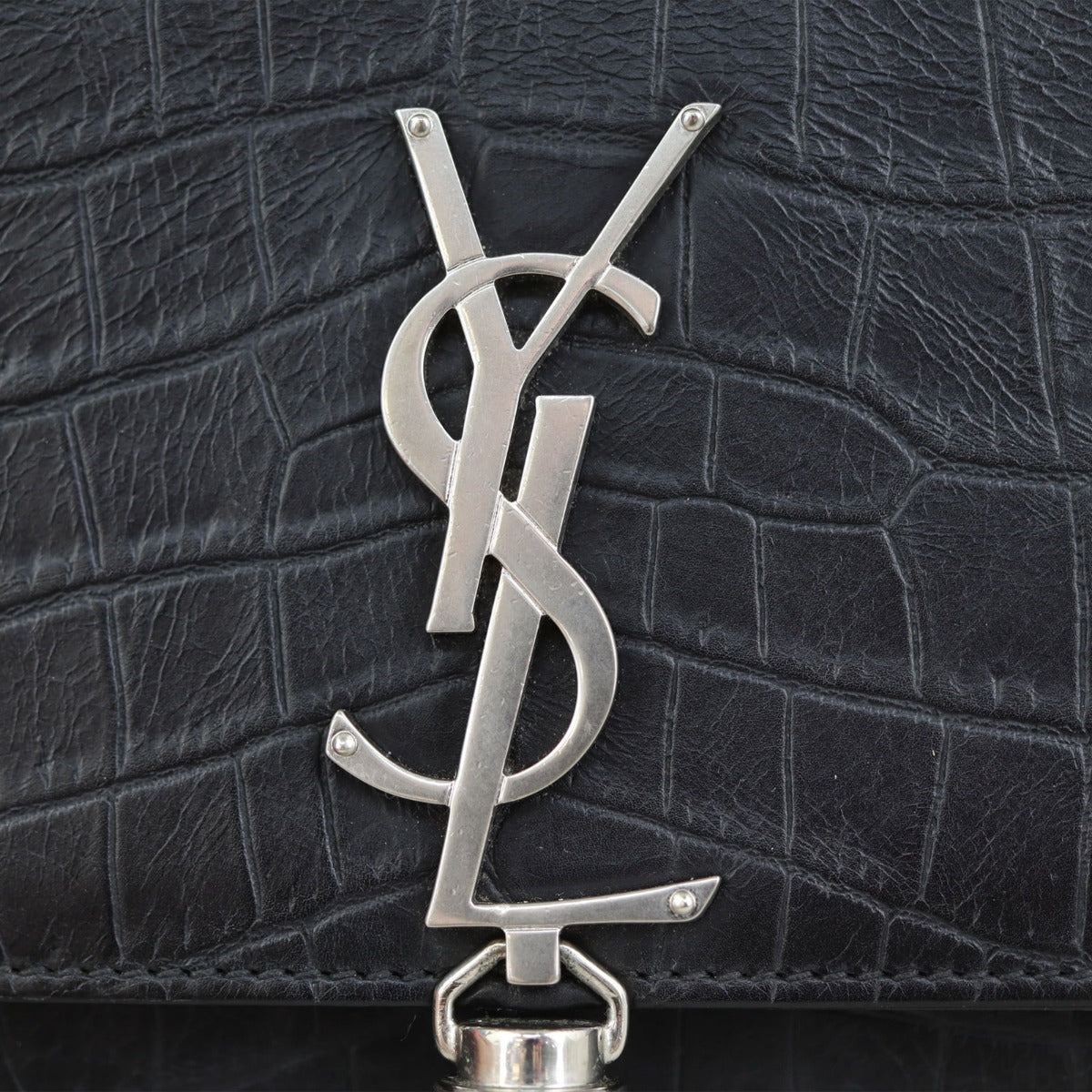 Saint Laurent Kate Tassel Chain Bag Medium Croc-Embossed