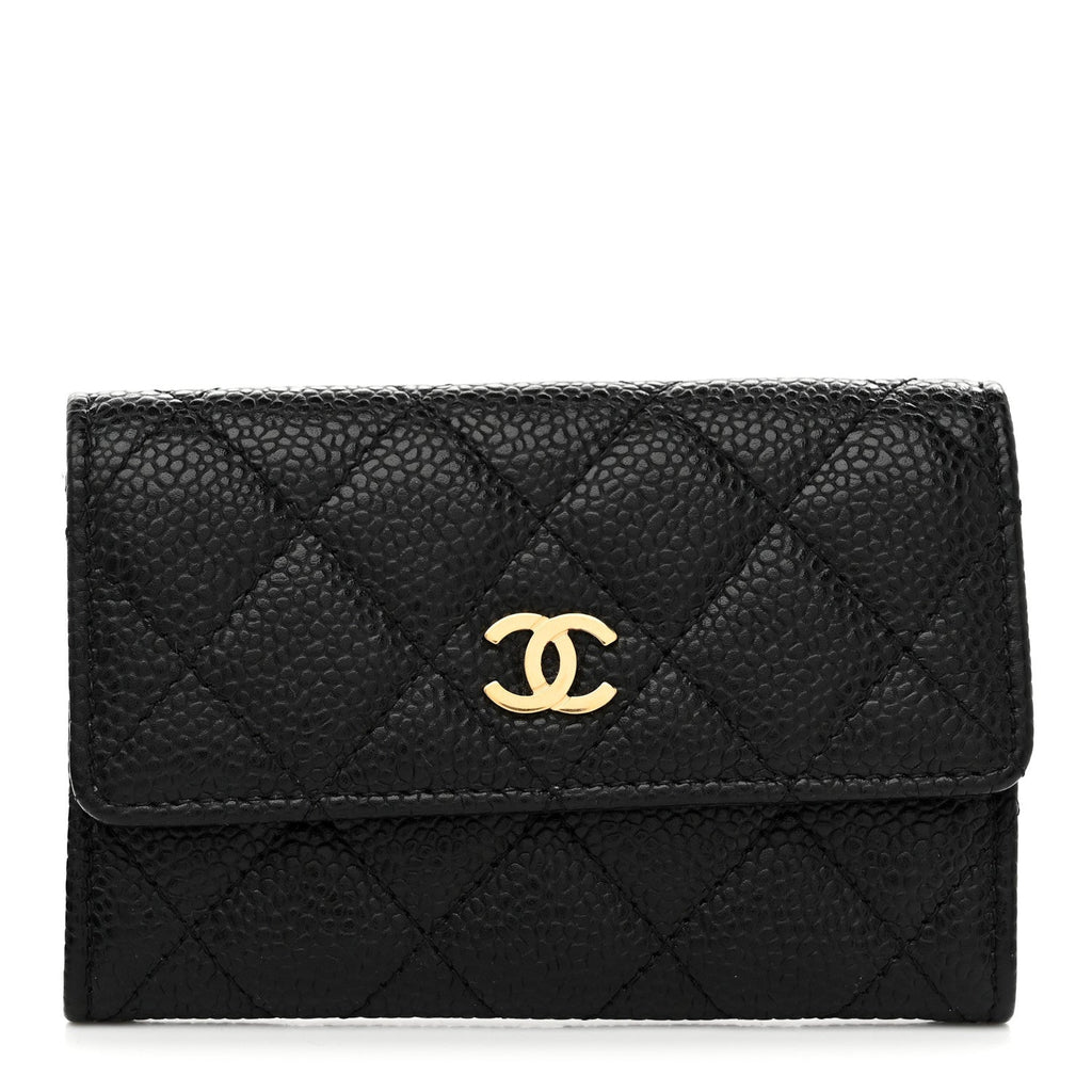 Caviar Quilted Flap  Holder Black
