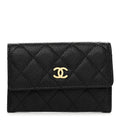 Caviar Quilted Flap  Holder Black