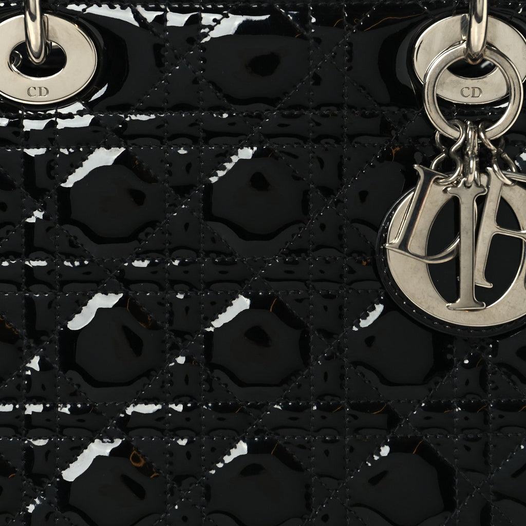 Patent Cannage Medium Lady Dior Black