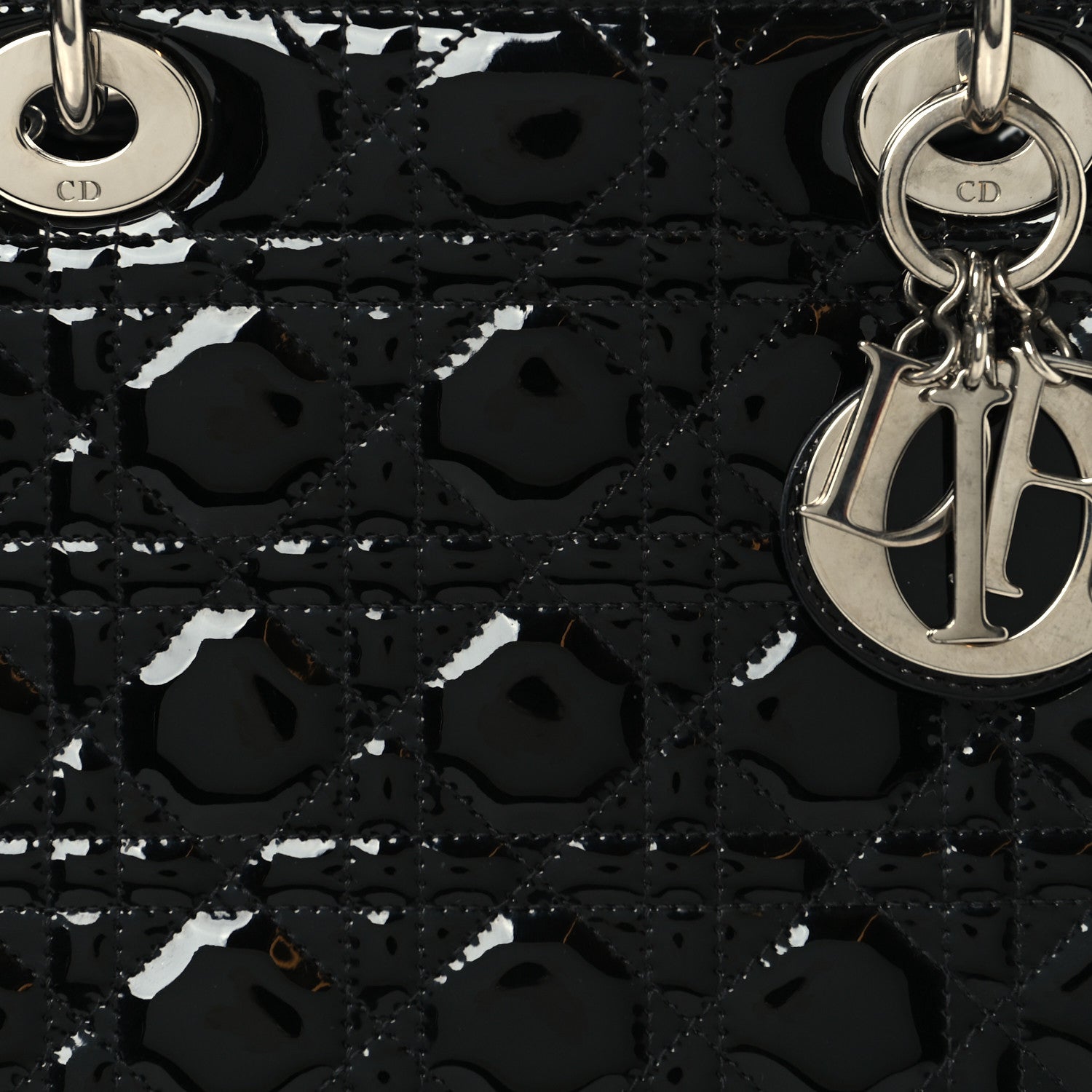 Patent Cannage Medium Lady Dior Black