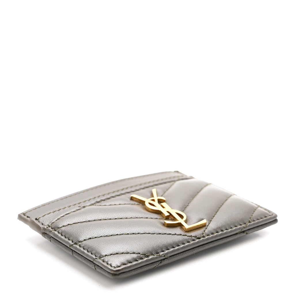 Lambskin Matelasse Chevron Monogram Credit  Case Light Musk