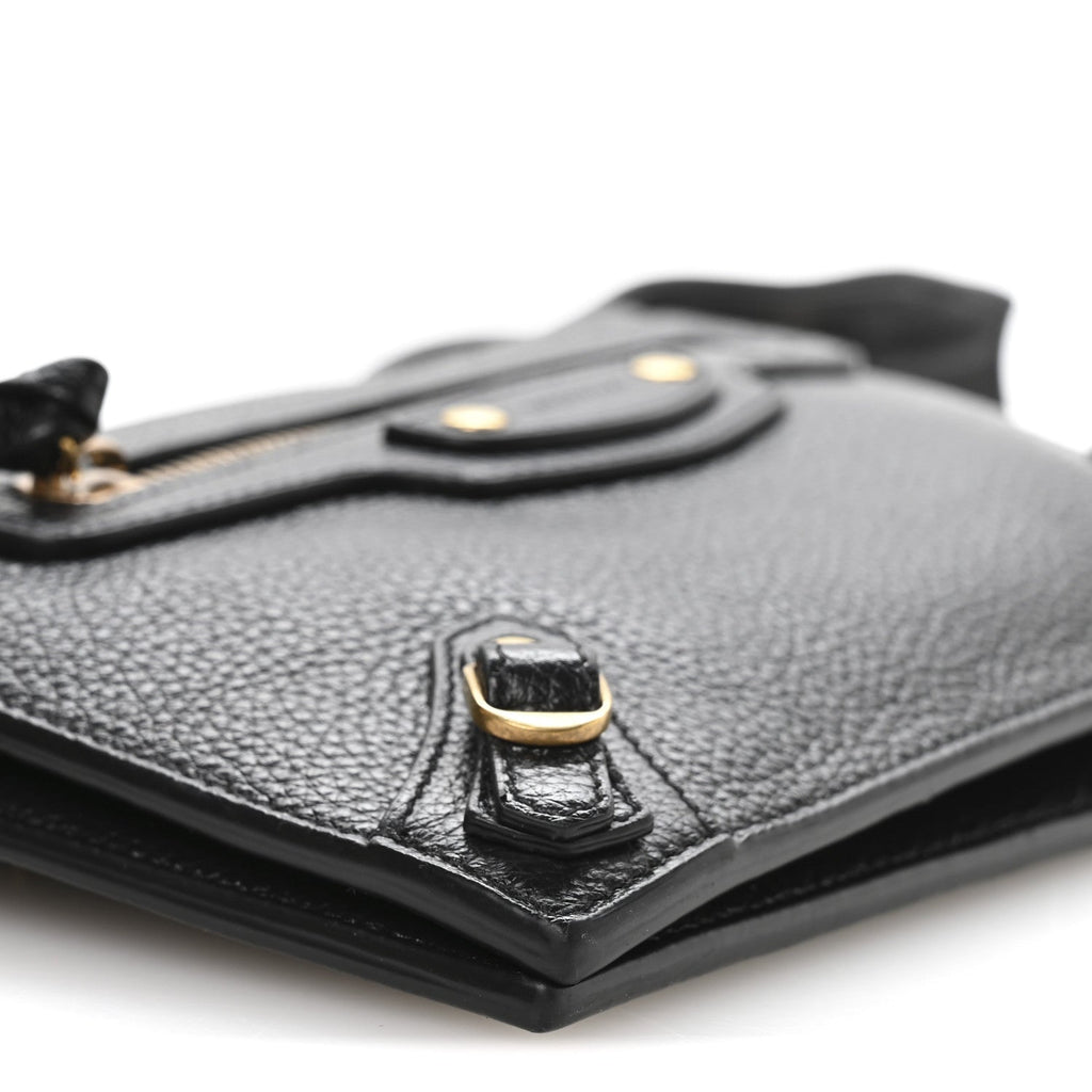 Grained Calfskin Neo Classic Gold Hardware Multipouch Black