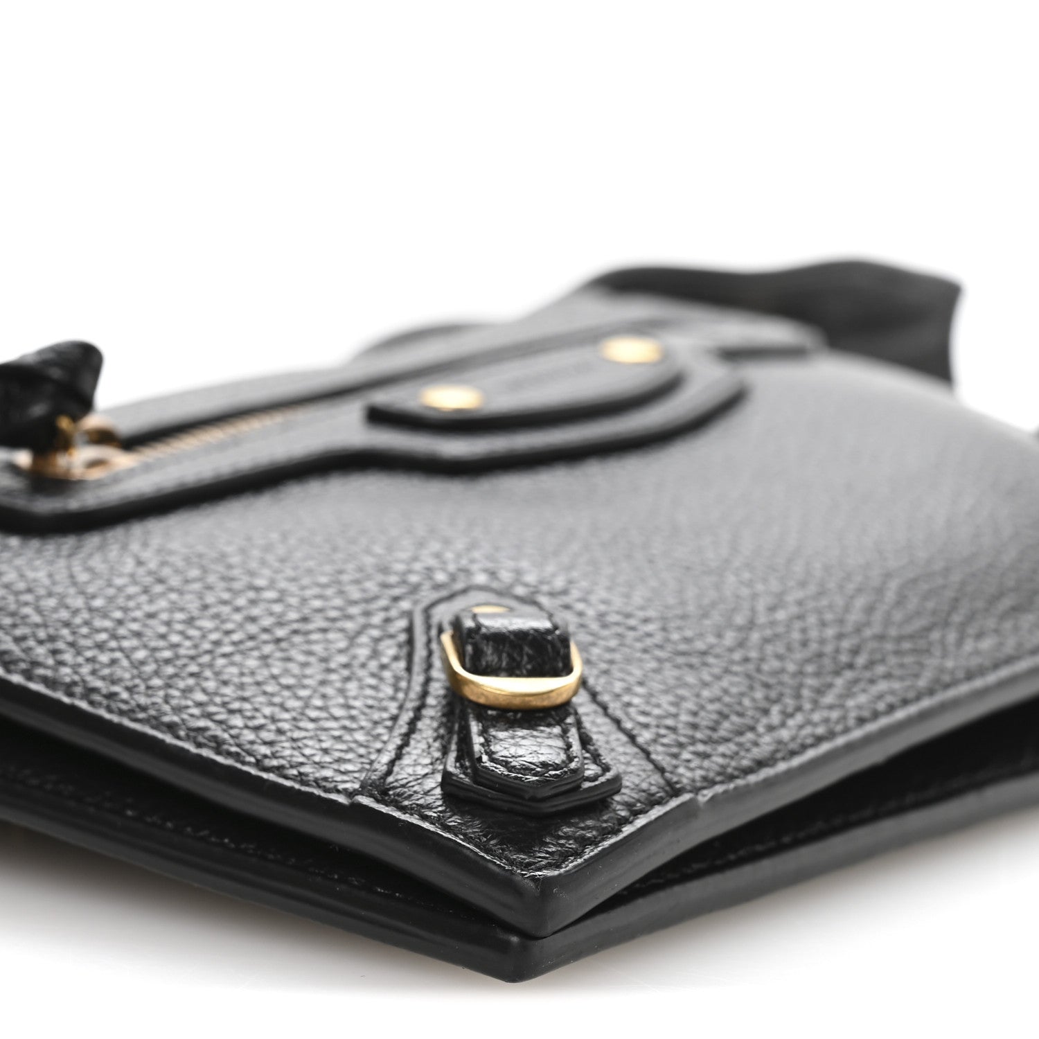 Grained Calfskin Neo Classic Gold Hardware Multipouch Black